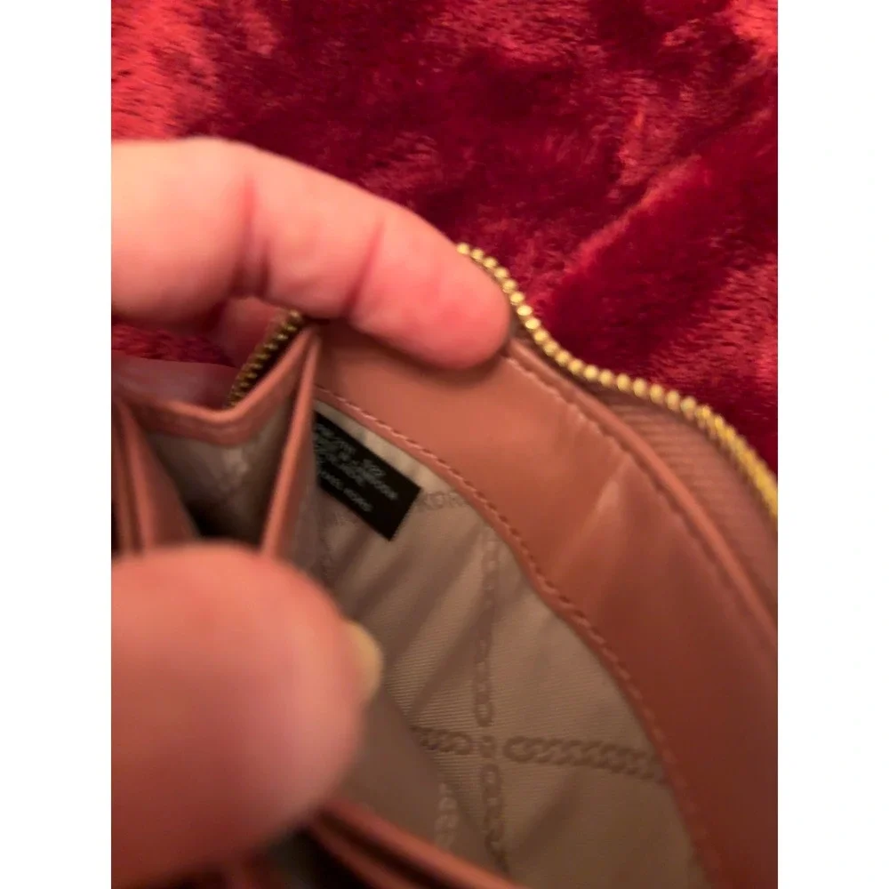Michael Kors Jet Set Small Zip Around Card Wallet Dusty Rose Pebbled Leather